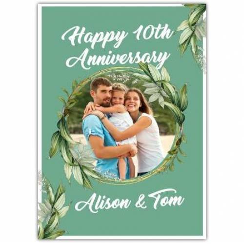 Anniversary Green Leaves Photo Greeting Card