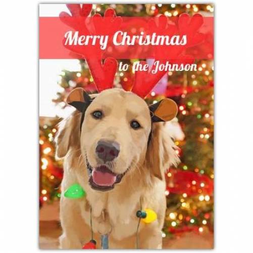 Merry Christmas Golden Reindeer Greeting Card