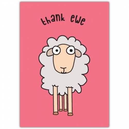 Thank You Ewe Sheep Pink Greeting Card