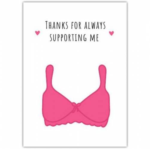 Thank You Supportive Funny Bra Greeting Card
