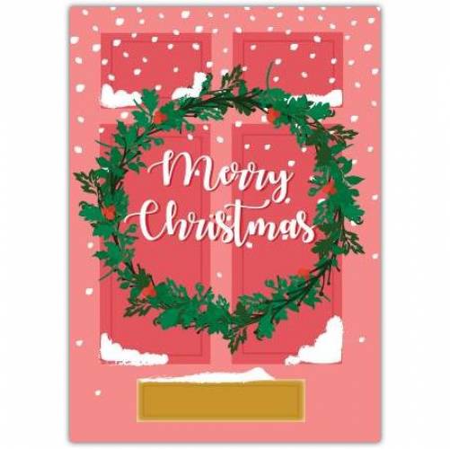 Merry Christmas Wreath Pink Greeting Card