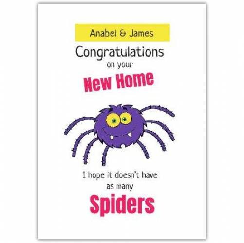New Home Congrats Spiders Funny Greeting Card
