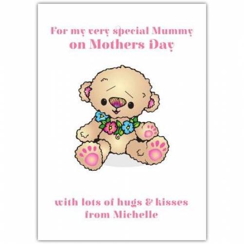 Mothers Day Flower Teddy Greeting Card