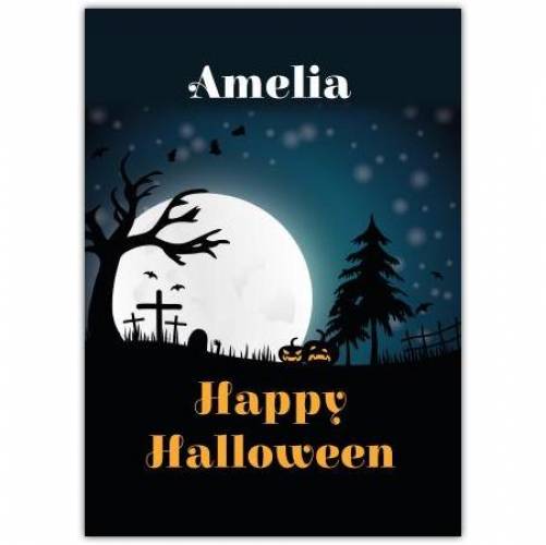 Happy Halloween Spooky Moon Card