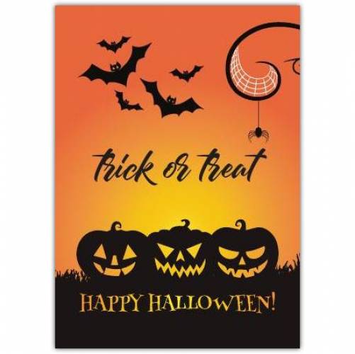 Trick Or Treat Happy Halloween Orange Card