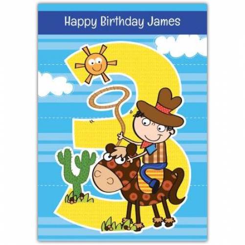 Cowboy 3rd Birthday Greeting Card