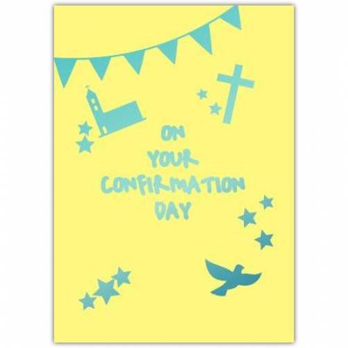 Confirmation Yellow & Blue Greeting Card