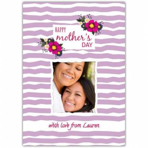 Mothers Day Purple Photo Upload Greeting Card
