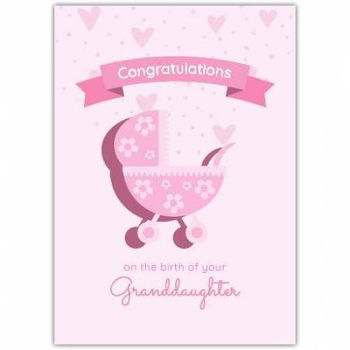 New Baby Pink Pram Greeting Card