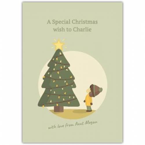 Merry Christmas Tree And Child Greeting Card