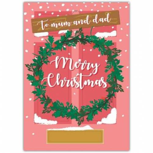 Merry Christmas Pink Wreath Greeting Card