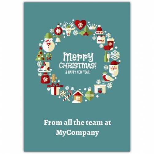 Merry Christmas Company Wreath Greeting Card