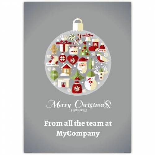 Merry Christmas Grey Bauble Greeting Card