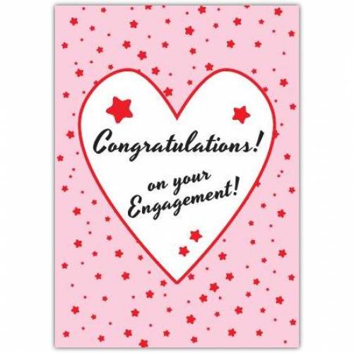 Engagement Pink Red Stars Greeting Card