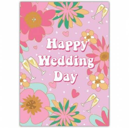 Happy Wedding Day Floral Card