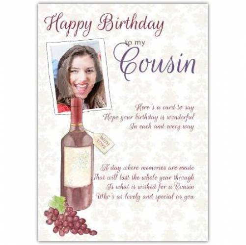 Cousin Wine Photo Birthday Card