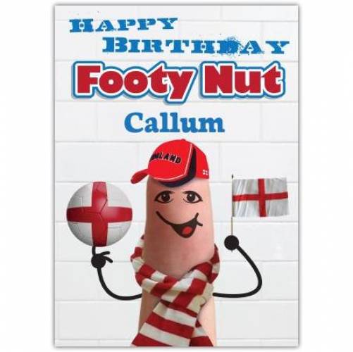 Footy Nut England Birthday Card