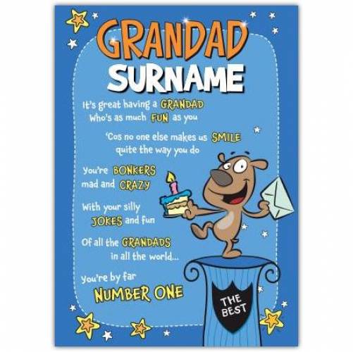 Number One Grandad Birthday Card