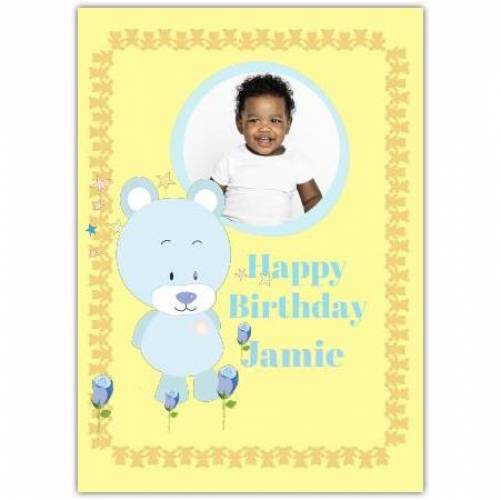 One Photo Happy Birthday Yellow Greeting Card