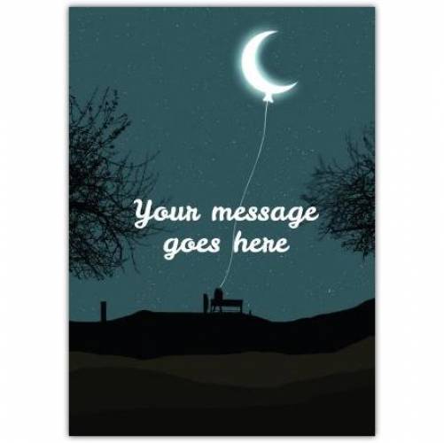 Moon On String With Bench Silhouette Card