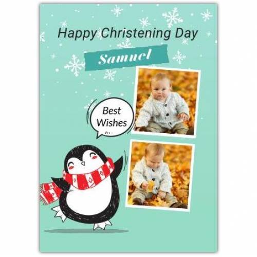 Happy Christening With Penguin  Card