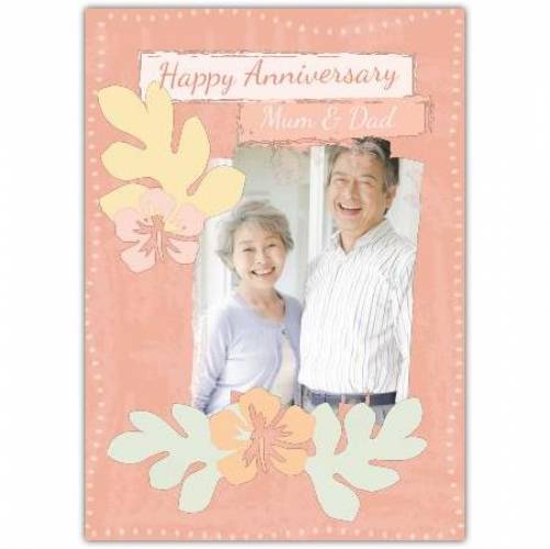 Anniversary Orange Flowers Photo Greeting Card