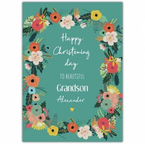 Christening Day Flower Border Greeting Card
