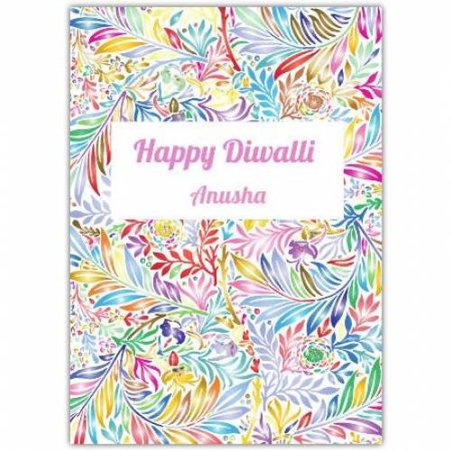 Happy Diwali Colourful Ferns Greeting Card