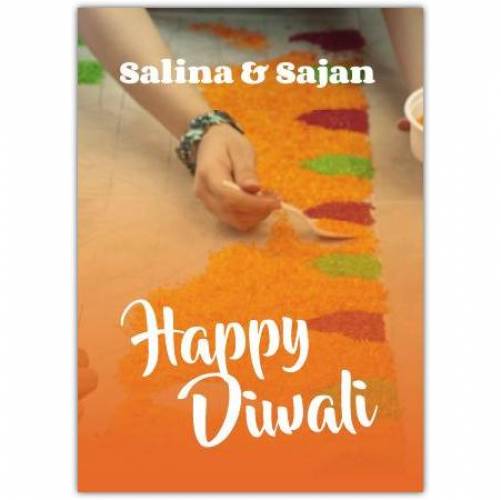 Happy Diwali Orange Decoration Greeting Card