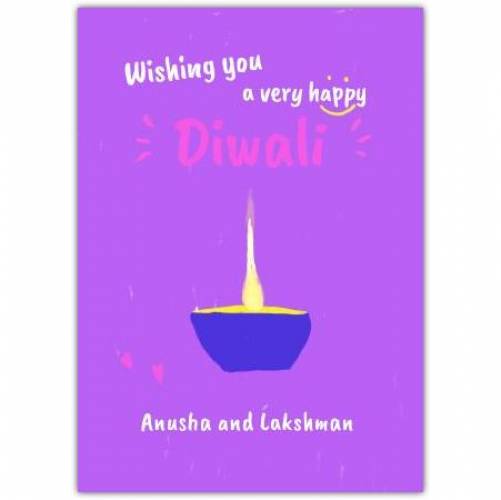 Diwali Purple Lamp Light Greeting Card