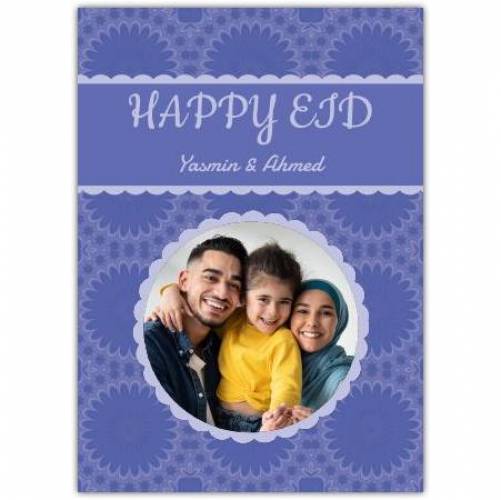 Happy Eid Purple Circle Photo Upload Greeting Card