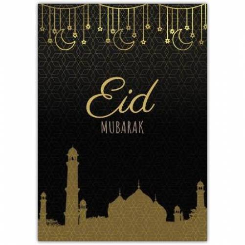 Eid Mubarak Gold Mosque Greeting Card