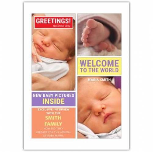Greetings Newborn Magazine Spoof Card