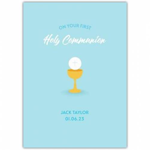 On Your First Holy Communion Chalice Blue Card