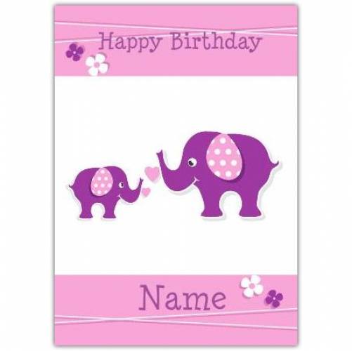 Purple Elephant Happy Birthday Card Card