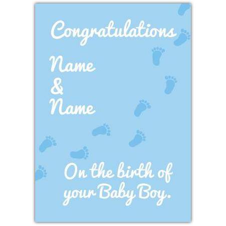 Footprints Blue New Baby Card