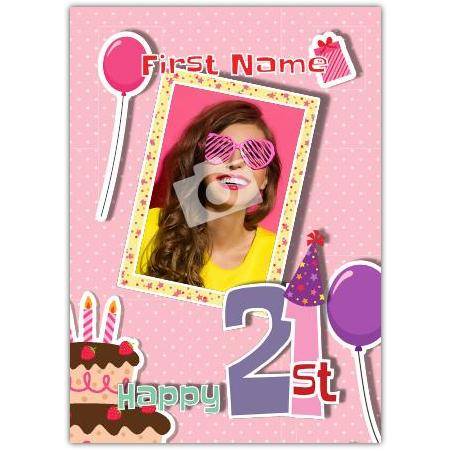 Cake And Balloons 21st Happy Birthday Card