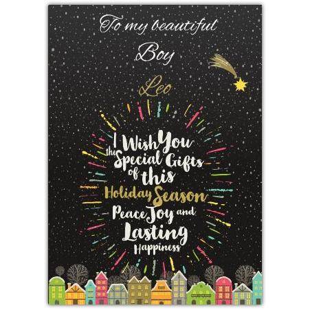 To My Beautiful Boy Wish You Speacial Gifts This Holiday Season Christmas Card