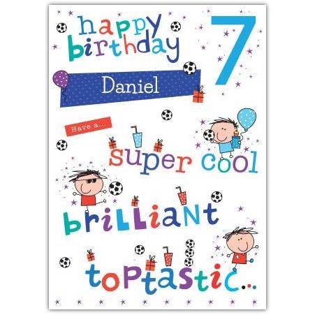 Super Cool Happy 7th Birthday Card
