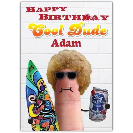 Cool Dude Surfer Birthday Card