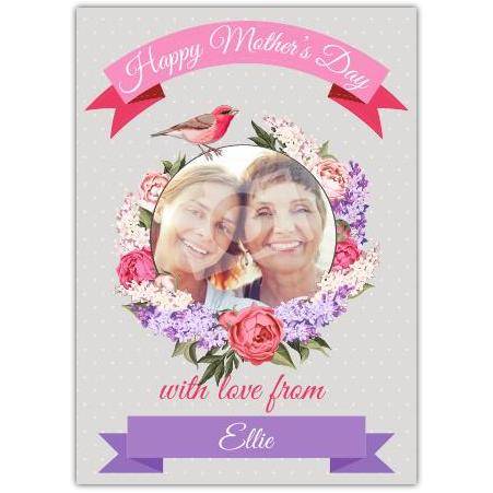 Happy Mothers Flower Circle Photo Card