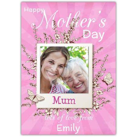 Happy Mothers Day Square Photo Pink Card