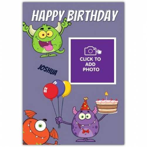 Monster One Photo Happy Birthday Card