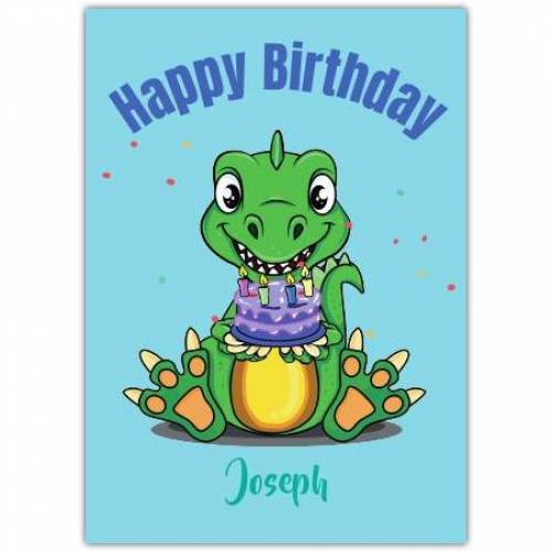 Happy Birthday Alligator Holding Cake Card