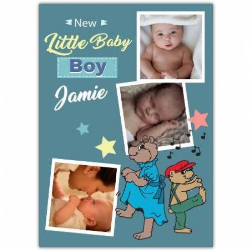 New Baby Boy Three Photos Stars And Music Card