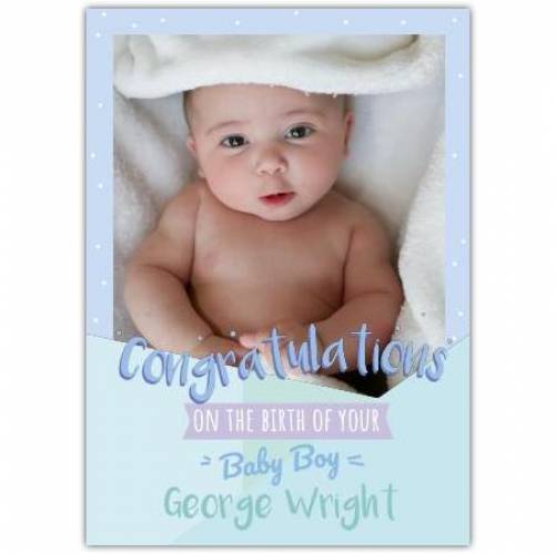 On The Birth Of Your Baby Boy Blue Photo  Card