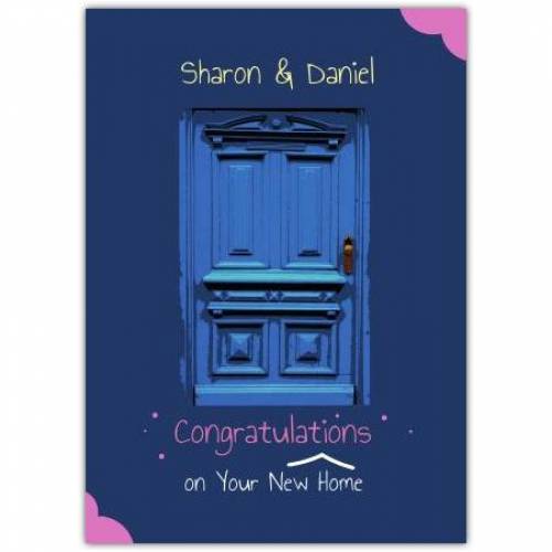 Congratulations New Home Blue Wooden Door  Card