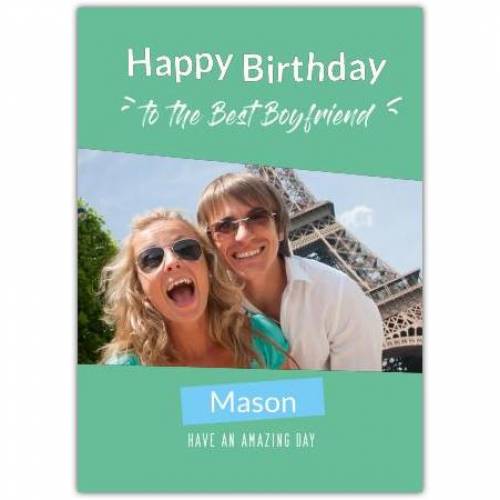 Happy Birthday Big Photo With Green Background Card