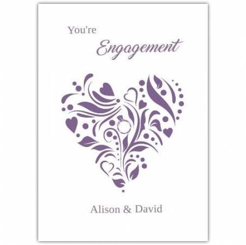 Engagemnt Ornament Purple Heart Card