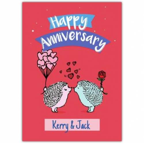 Anniversary Hedgehog Kiss Greeting Card